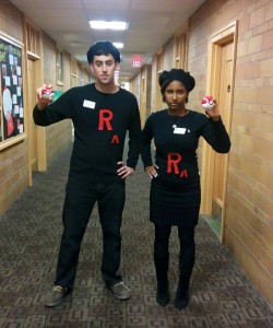 RA Lucca and I on Halloween Duty. We were Team Rocket from Pokemon. 