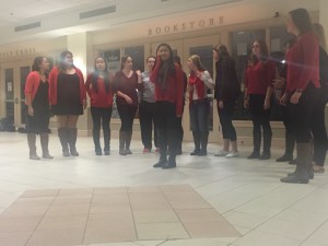 One of Holy Cross' female a cappella groups "Off the Record." 