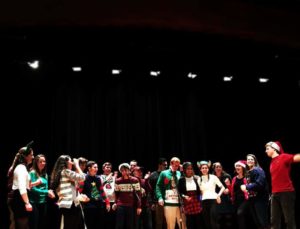 Our a appella group, "Fools on the Hill," at our Christmas show. 